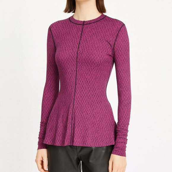 Proenza Schouler WL Magenta Mesh Peplum Top Long Sleeve Sheer Designer NWOT - Picture 1 of 6